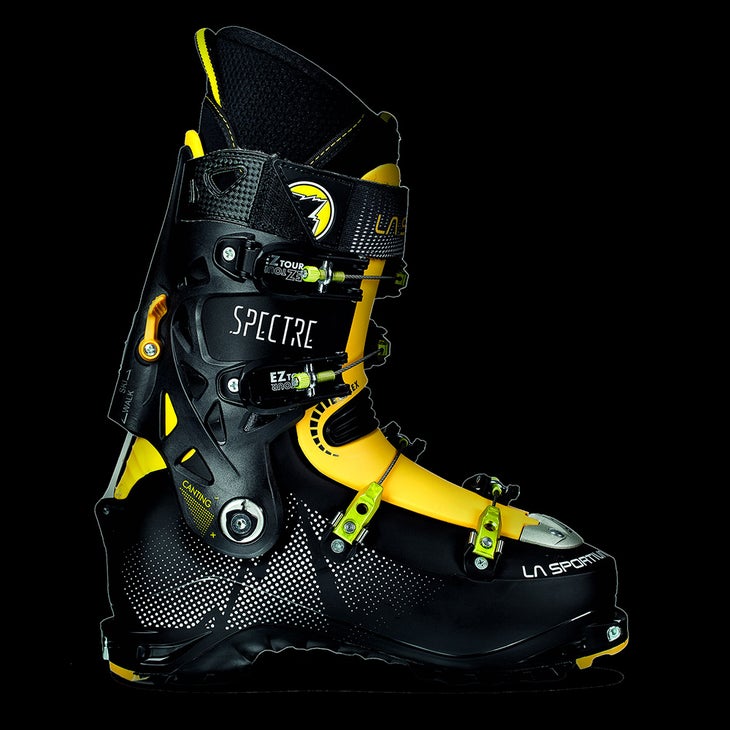 La Sportiva Spectre The Spectre is billed as the “lightest four-buckle alpine touring boot on the market.” Its tricky buckle system allows for micro-fit adjustments…