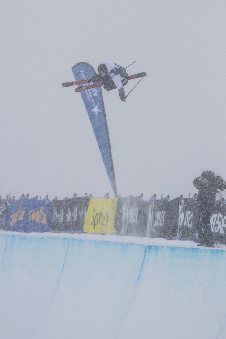 Kenworthy's Flat Spin Colorado native Gus Kenworthy sends his Alley-Oop flat spin higher than almost everyone else despite the fresh snow making the halfpipe slow.