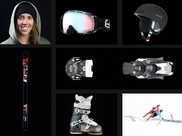 Maddie Bowman Skis: Head The Caddy 171 Bindings: Tyrolia Attack 16 Boots: Dalbello Krypton Chakra ID Helmet: Bollé B-Wild Goggles: Bollé Gravity