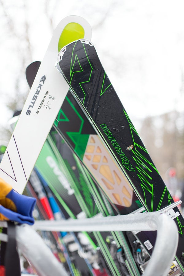 Ski Test 2014: Day 1 Nordica and Kastle skis, among 14 other brand's boards, take a breather.