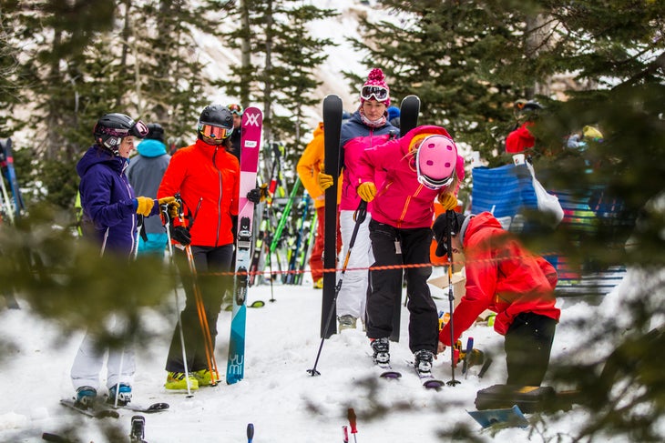 Ski Test 2014: Day 1 #SkiTest2014 on-snow HQ, where techs adjust and tune.