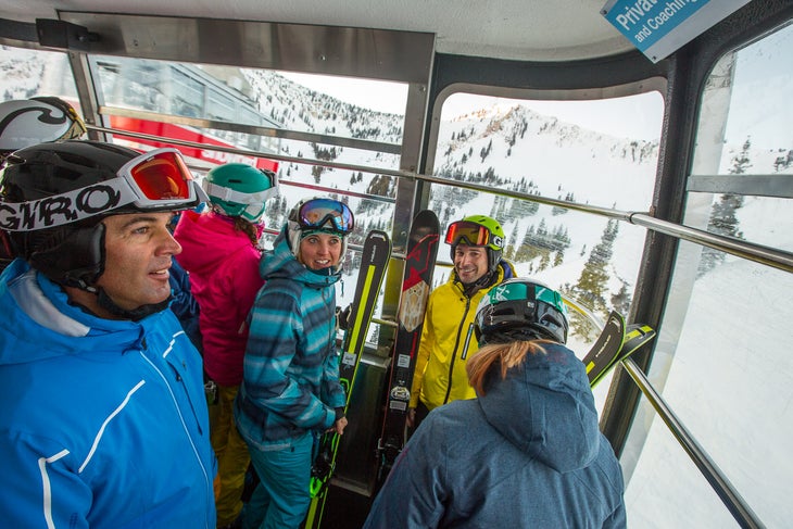 Ski Test 2014: Day 4 Getting on an early tram has its perks, and this small group of testers knows it.