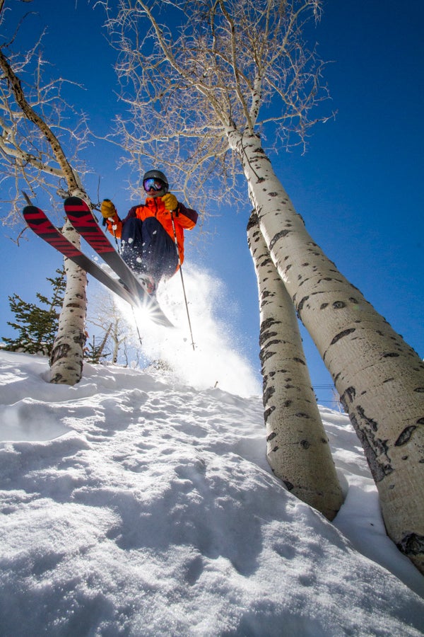 Ski Test 2014: Day 4 Tester Jeremy Benson catches some air during the fourth day of the ski test at Snowbird.