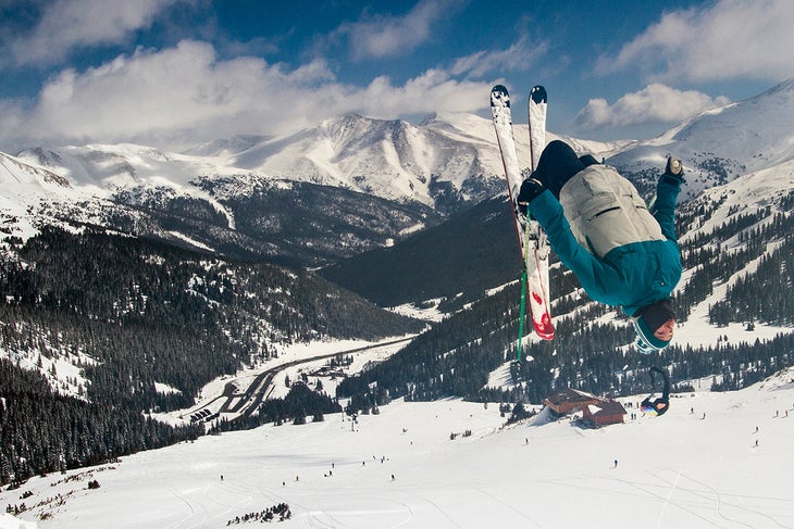 Backflip Sans Goggs Assistant photo editor Kjell Ellefson takes a turn in front of the camera and his goggles go flying mid-backflip.