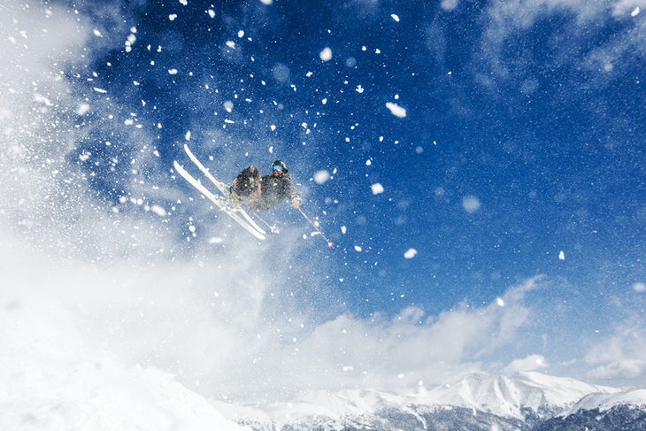 Castle Rockets Giray Dadali of J Skis airs in Castle Rock at Loveland Ski Area.