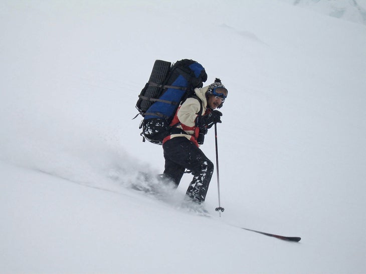 Slaying Pow “This was a fun day,” says Bob Mazarei, about skiing powder in the Garhwal Himalaya, in India. Photo: Enzo Cusini
