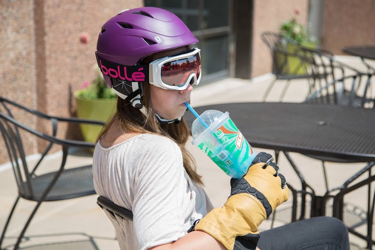 Brain Freeze It’s electric blue, icy cold, and makes us shiver. It’s not Father Winter, it’s a Slurpee, that makes us feel like we’re skiing Iceface in the summer.