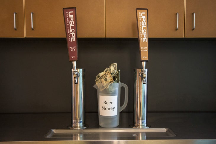 Drink. Duh. We contribute to the office slush fund to keep the inspiration, er, kegerators flowing. Now on tap: Upslope.