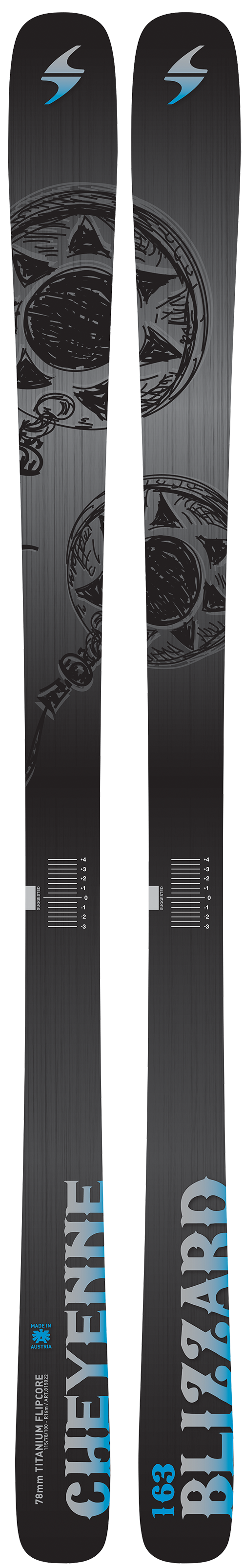 Blizzard Cheyenne Sidecut: 115-78-102 mmLengths: 156, 163, 170 cmRadius: 17 mMSRP: $650For more info on this ski, click here.