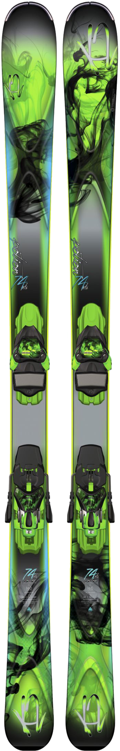 K2 Potion 74 XTi Sidecut: 121-74-107 mmLengths: 146, 153, 160, 167 cmRadius: 13 mMSRP: $816For more info on this ski, click here.