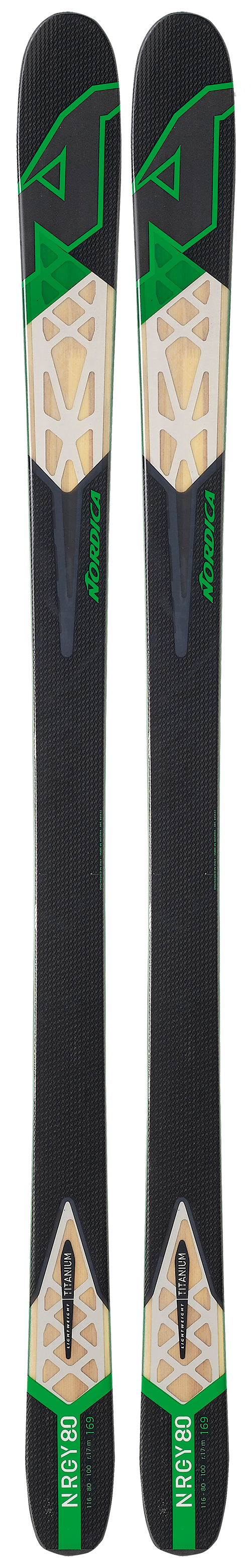 Nordica NRGy 80 Sidecut: 116-80-100Lengths: 161, 169, 177, 185Radius: 18MSRP: $599For more info on this ski, click here.