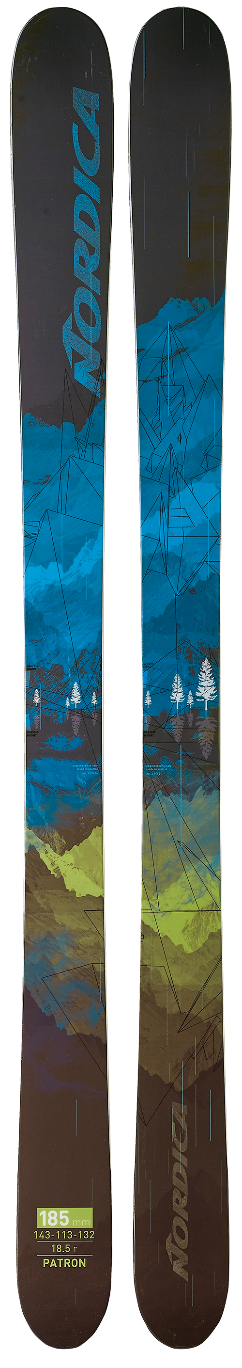 Nordica Patron Sidecut: 143-113-133 mmLengths: 177, 185, 193 cmRadius: 18.5 mMSRP: $849For more info on this ski, click here.