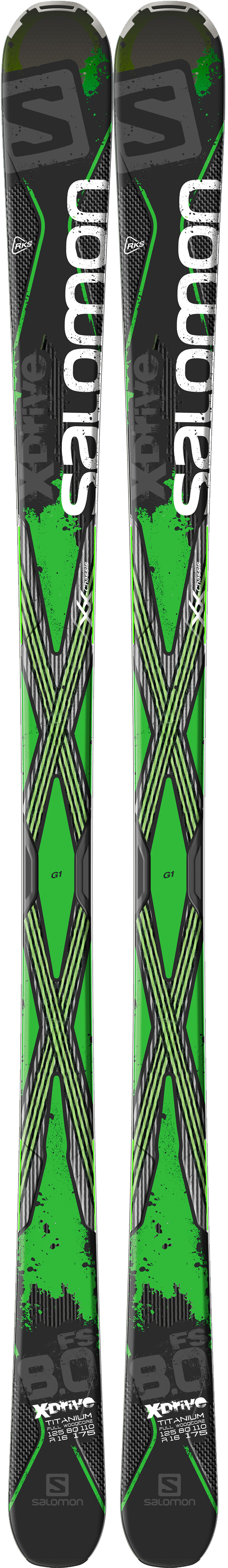 Salomon X-Drive 8.0 FS Sidecut: 125.2-80-110Lengths: 168, 175, 182Radius: 15.9MSRP: $750For more info on this ski, click here.
