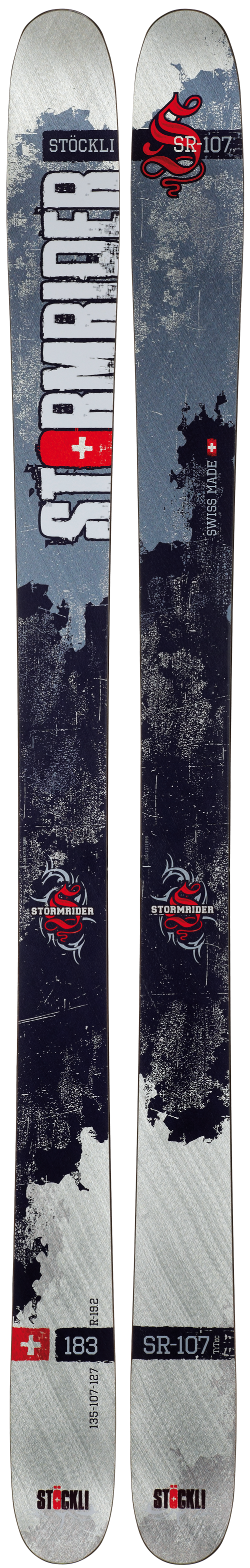 Stöckli Stormrider 107 Sidecut: 135-107-127 mmLengths: 174, 183, 192 cmRadius: 19.2 mMSRP: $1,429For more info on this ski, click here.