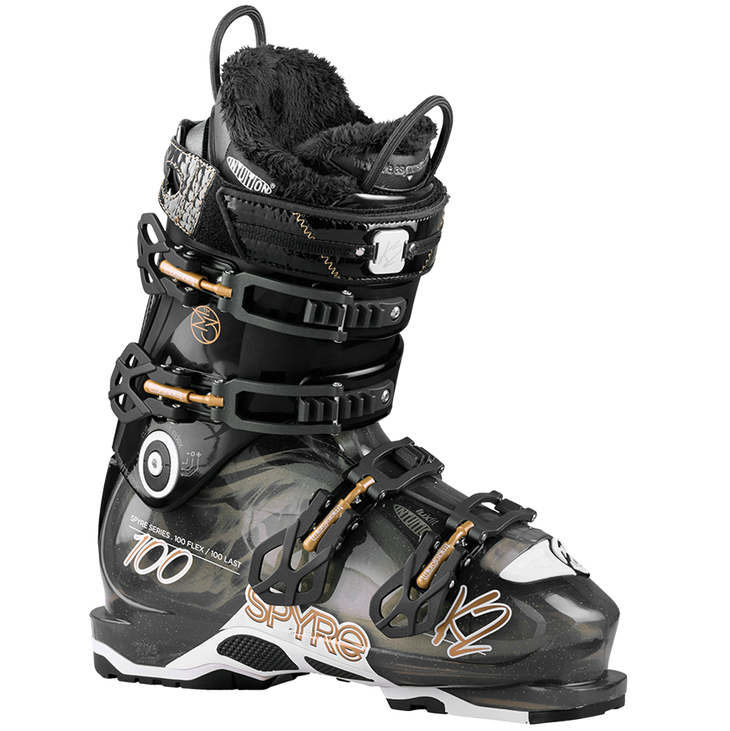 Women's K2 Spyre 100 LAST 100 mm FLEX 100 MSRP $625 The Spyre 100 is strong enough for high-performance turns without a punishing fit.Get more info on this boot here.