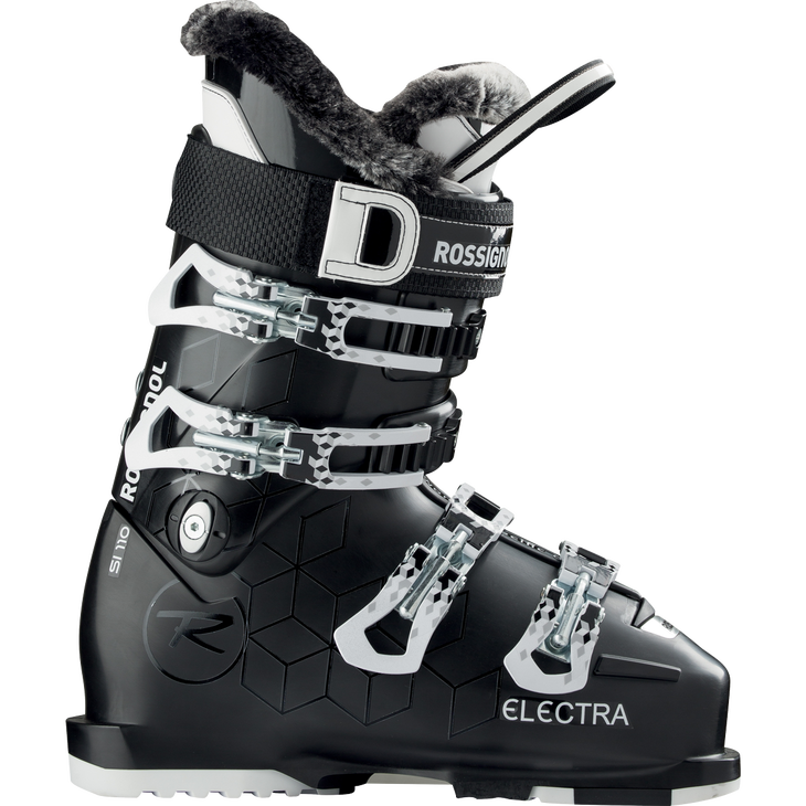 Women's Rossignol Electra SI 110 LAST 97 mm FLEX 110 MSRP $700This cleanly designed favorite returns in an all-black look. See more info about this boot, and others we tested, here.