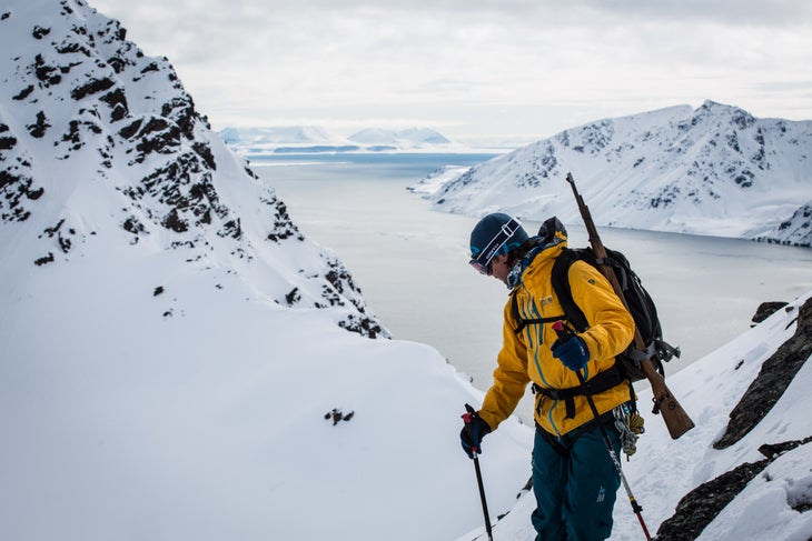 Bear Country “Yes, we ski with guns on Svalbard. There are bears everywhere and you do not want them to get close to you. Here guide and long-time friend Andrew…