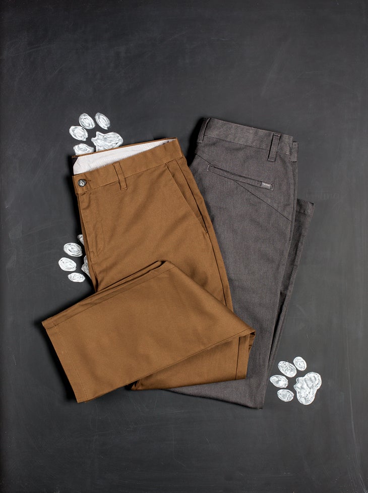 Volcom Frickin Mod Stretch Pants Never underestimate the value of a pair of chinos, especially ones that offer a little stretch for nighttime athletics. Dress ’em up with a sport…