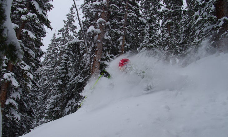 Loveland Ski Area, Colorado Skier Bruce Ruff of Golden, CO enjoys the 27