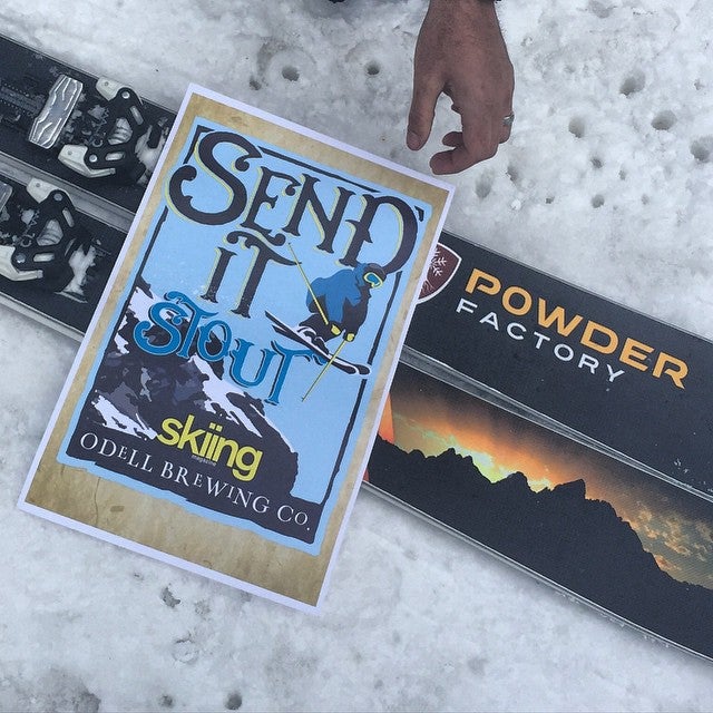@SkiingMagazine We're @lovelandskiarea for day 2 of #IndieTest2015, and @odellbrewing just dropped off the poster for our collab beer, Send It Stout.