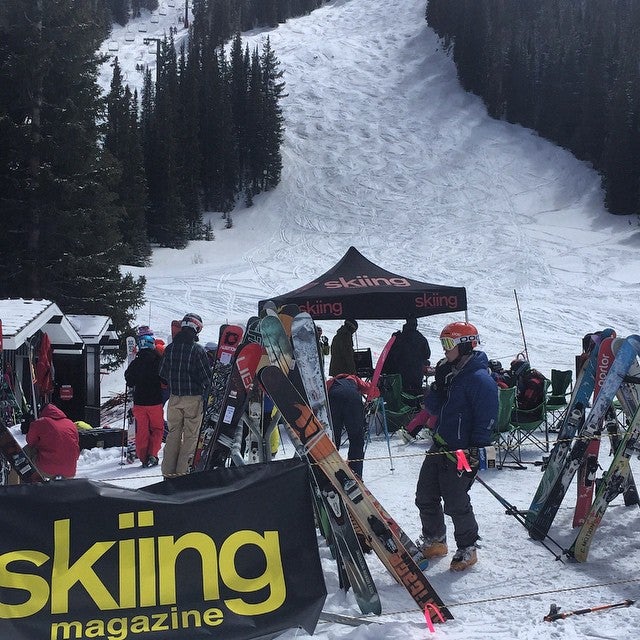 @SkiingMagazine Skiing Mag tester (and former Tour de France competitor) Timmy Duggan selects a set of test skis today at @lovelandskiarea during day 2 of…