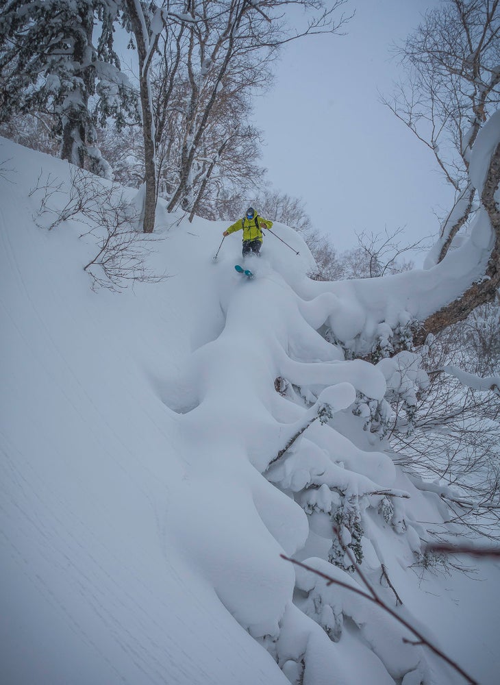 Pete Diesel Pete Connolly tests his mettle on a snow-covered downed tree just above the Gnarnia creek. Mountain operations director seems like a pretty damn good…