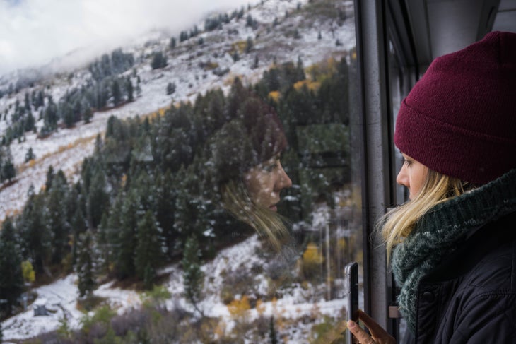 First Big Snowfall in Jackson Hole Hadley Hammer takes a time lapse as we ascent through the clouds on the Jackson Hole tram on October 6, 2016.