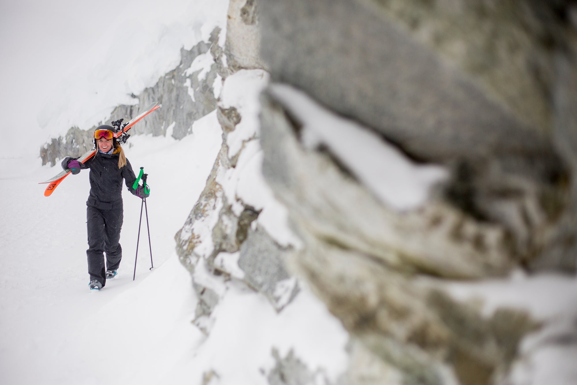 Skier wearing Arc'Teryx Incendia Onesie