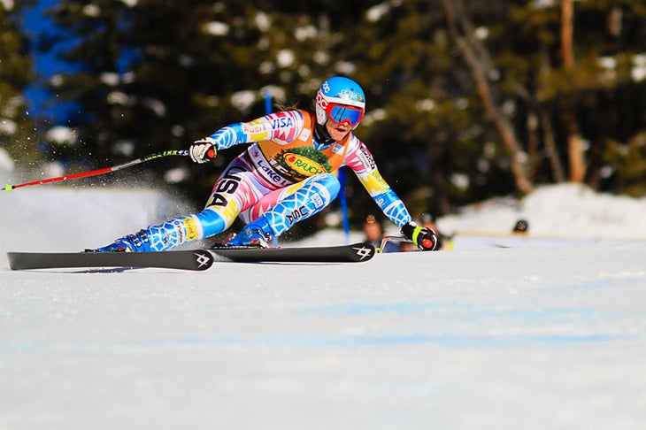 Julia Mancuso on her way to third in Sunday's Super-G. None