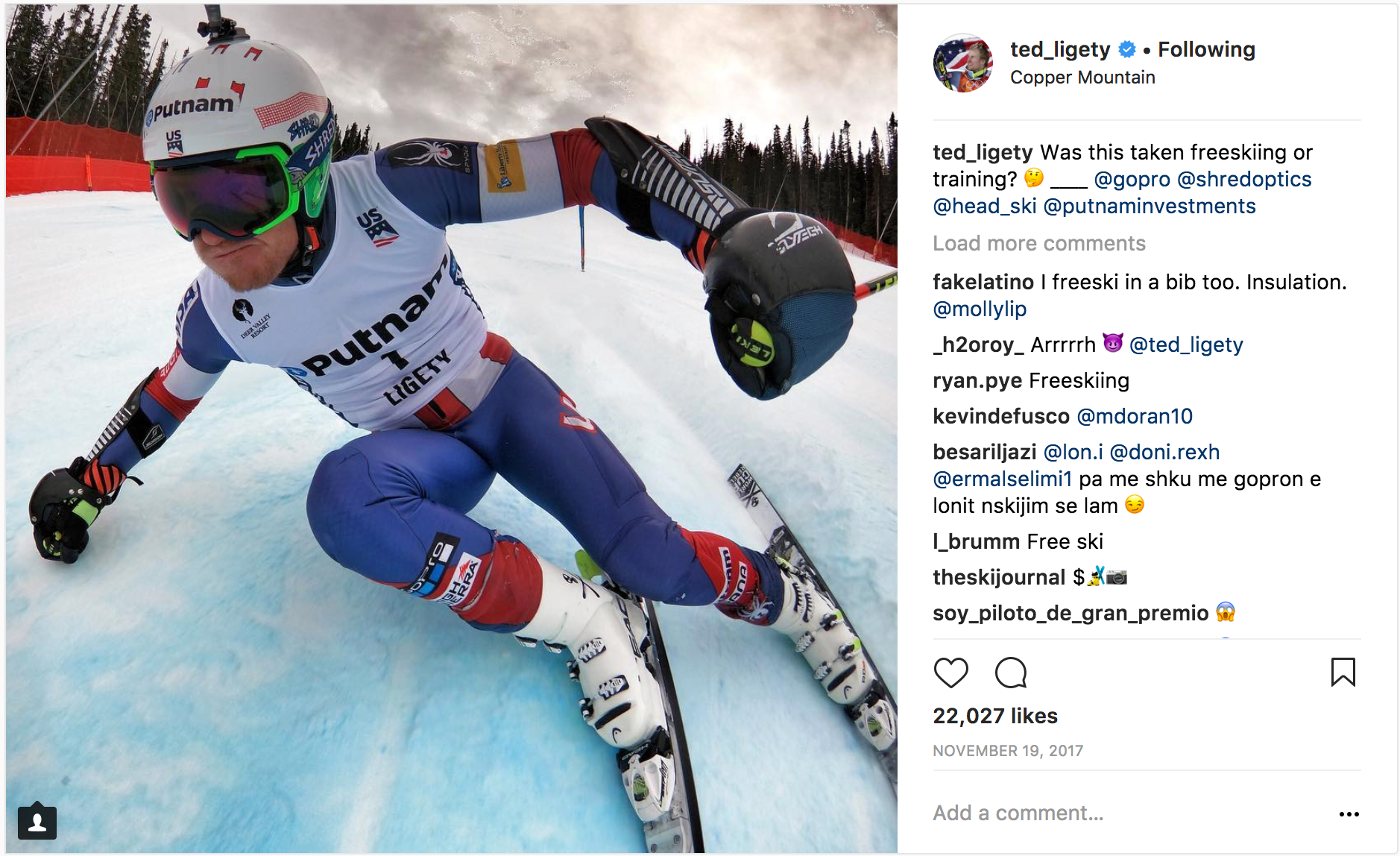 "Ted Ligety Instagram Screen Shot"