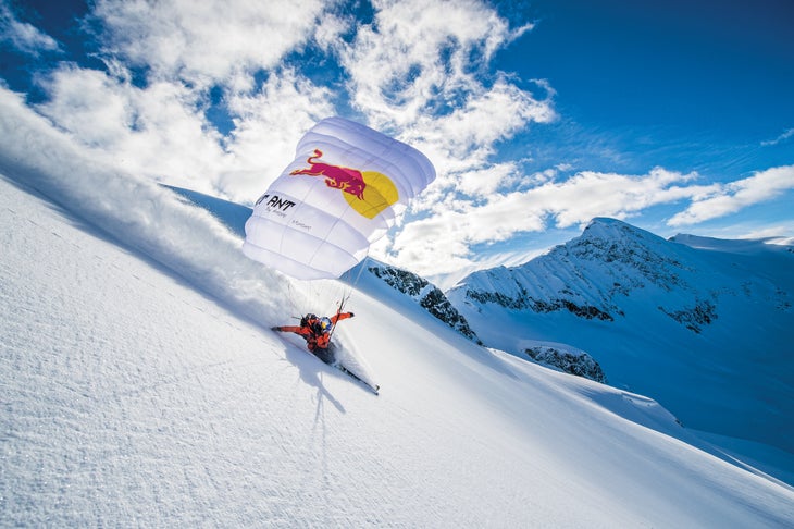 SKI0118_FOC_creditBlakeJorgenson TAKING FLIGHT Speed riding, or skiing with a parachute, has gained popularity in Europe over the past few years, but it’s still relatively unknown on…