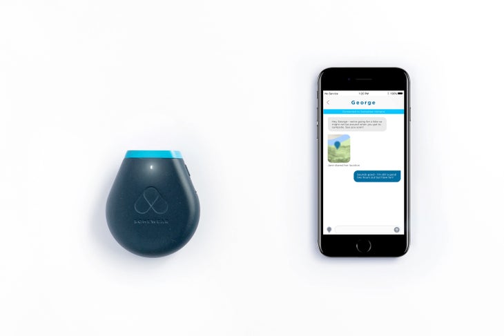 Somewear-Satellite-Hotspot_device+phone Pocket-sized, but Somewear can make a big difference when needed.