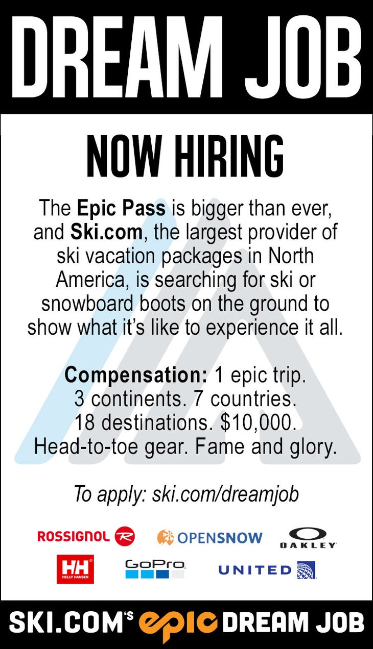 Classified-Ad Ski.com Epic Dream Job