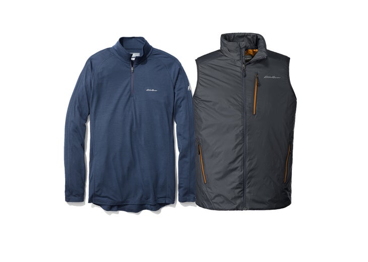 EddieBauer Eddie Bauer Mens Evertherm Vest & Freedry Merino Hybrid 1/4 zip