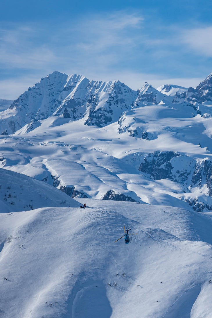SKI1218-Tordrillo04-byCamMcLeod-s An expansive view of Capps Glacier with Razorback Ridge in the background
