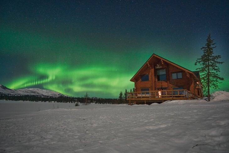 SKI1218-Tordrillo12-byCamMcLeod_S The Aurora Borealis provides the nighttime entertainment between the months mid-September to late April.