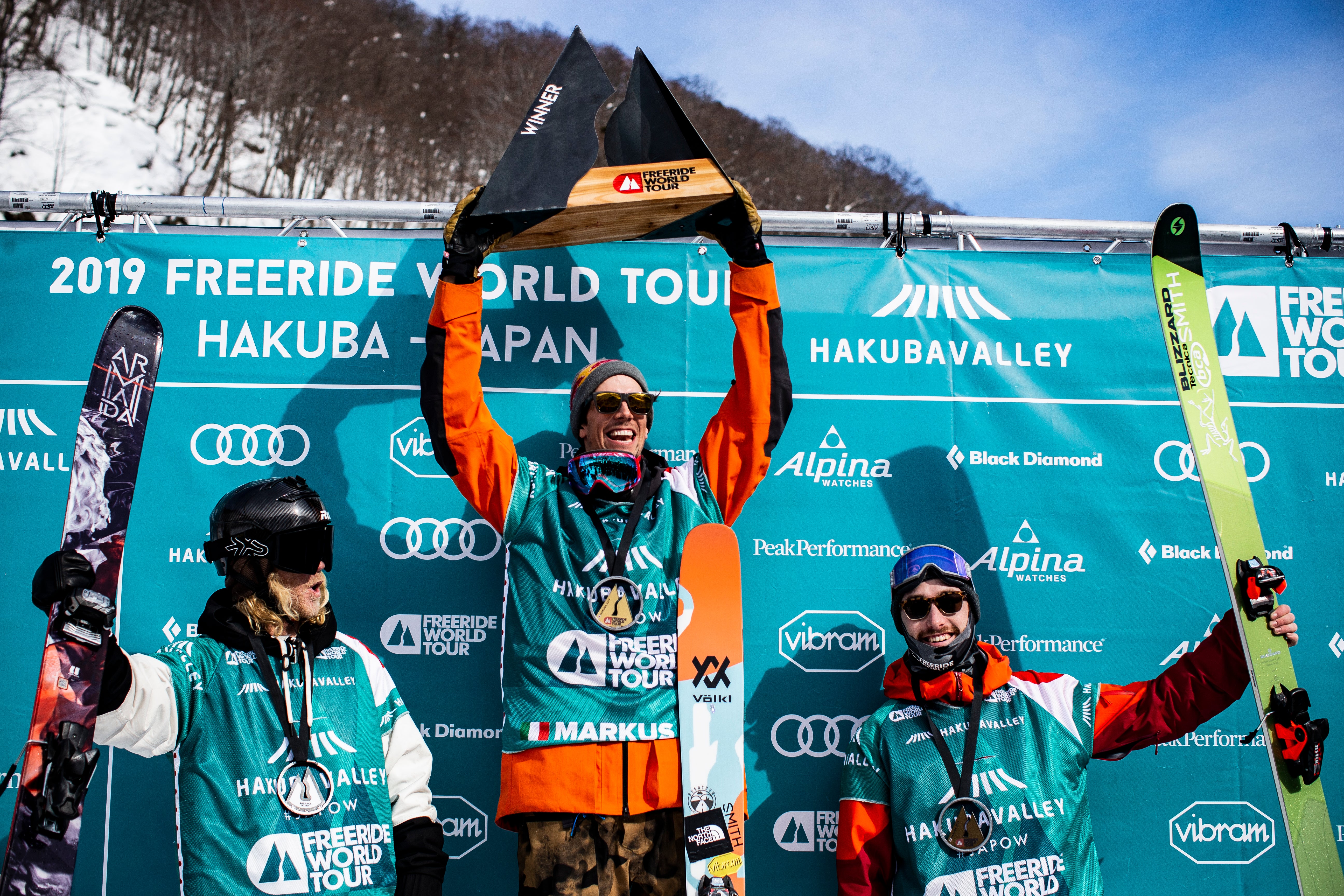 "Men's FWT19 Podium in Hakuba"