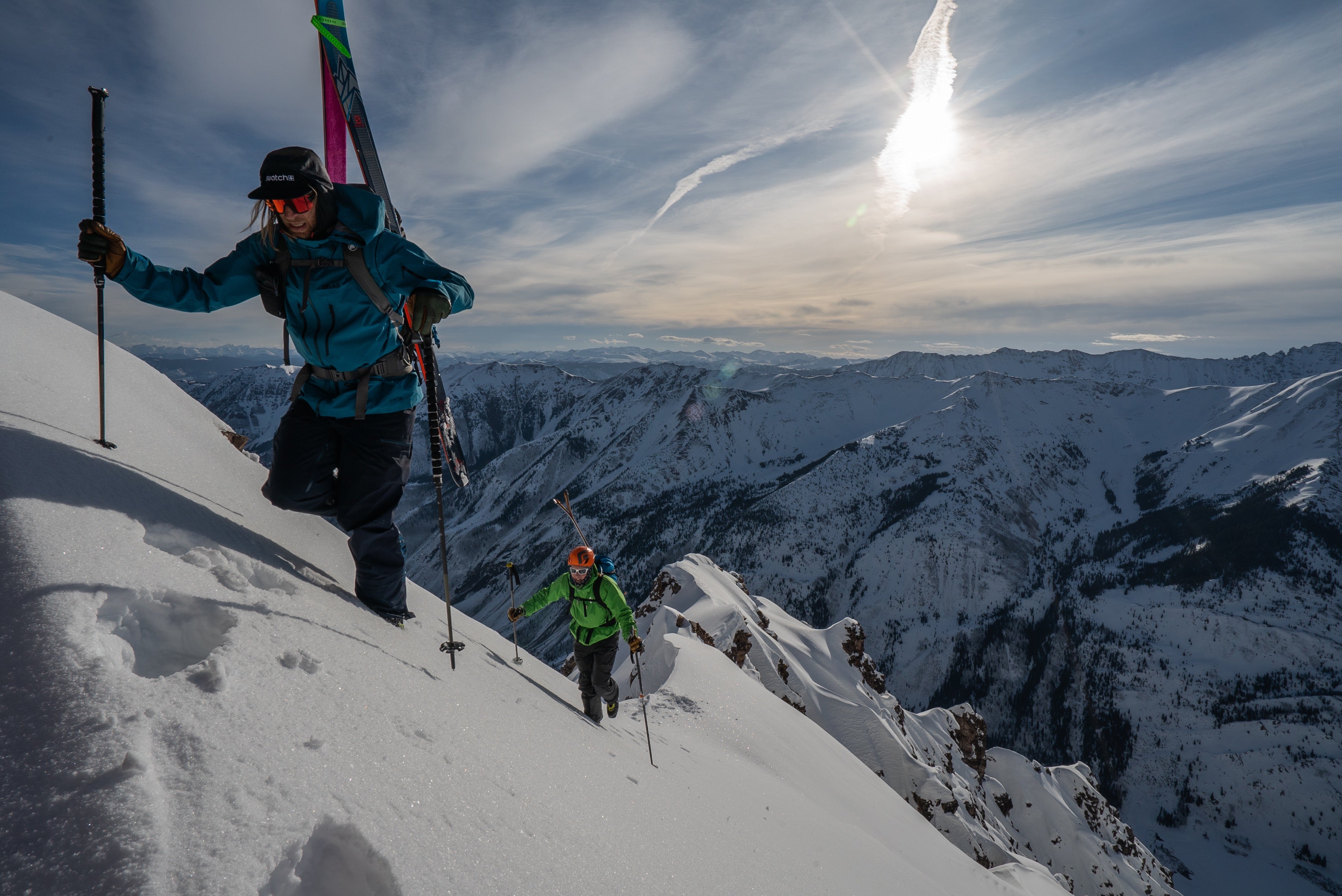 "Cody Townsend and Penn Newhard on Pyramid Peak"