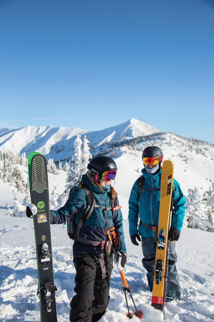 SKI1219-EC-SVHeli2 Jon Jay and Jenny Wiegand in Sun Valley Idaho