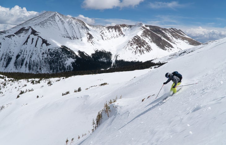 SKI1219-SistersCabin-09587 Jon Jay skiing Bald Mountain near Breckenridge, Colo.