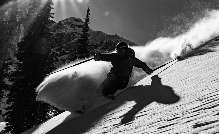 Turn_1_-6975 Cody Townsend skiing powder in Idaho.