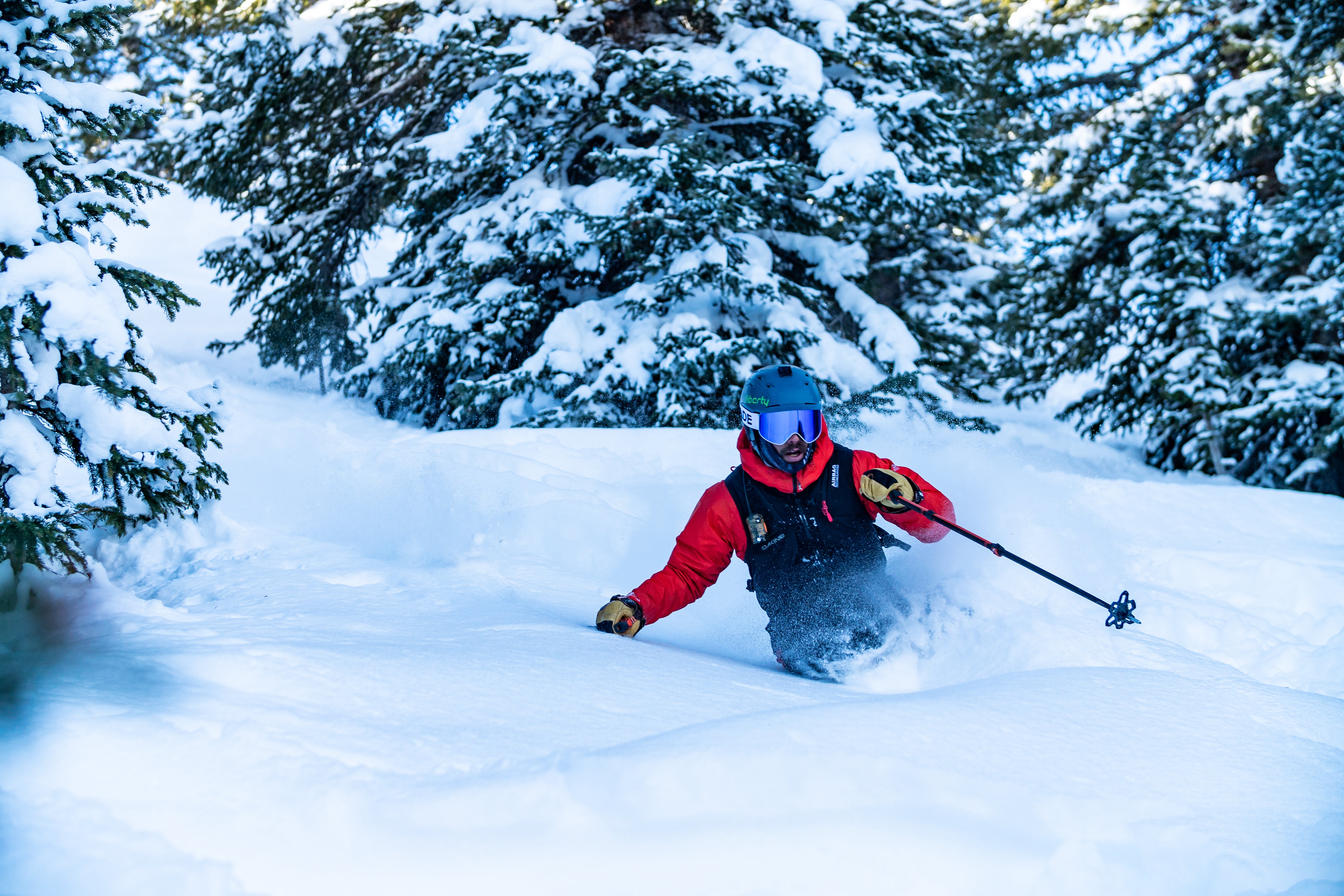 "Local ski goggle and helmet company, Glade, lets athletes slash through the powder."