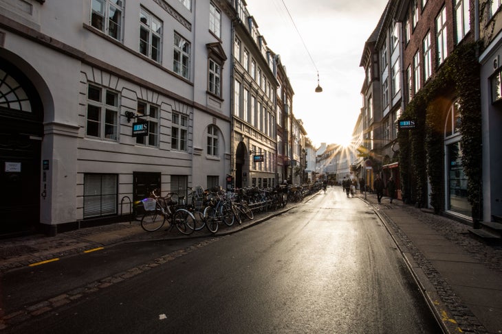 _O5A6510 Vestergade at sunset in the Latin Quarter of Copenhagen, Denmark