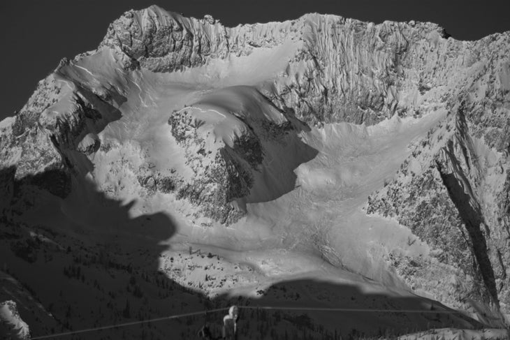 Merrit-Peak_cred-Tanner-Haskins Merrit Peak in Idaho with avalanche debris/crown