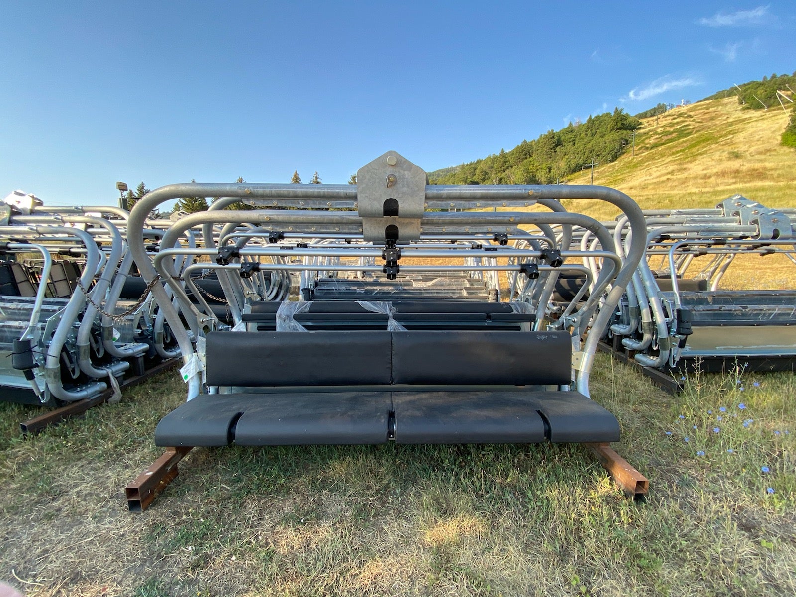 "Chairs on the ground waiting to be installed at Nordic Valley."