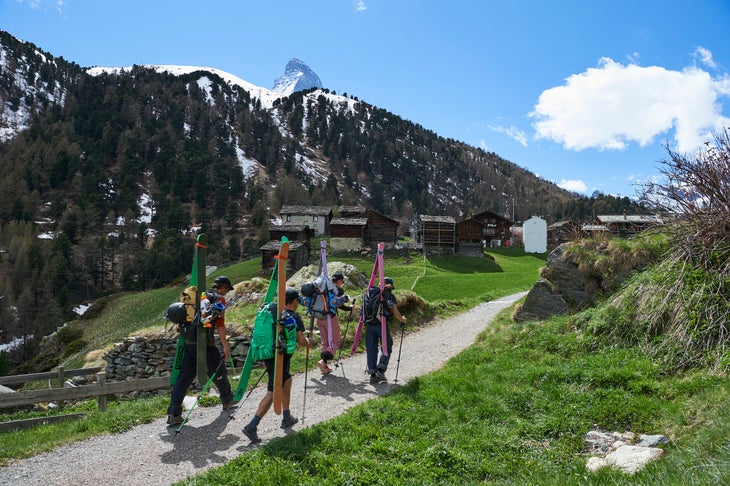 FAC_ZTVFILM_RuediFluck-110520-pdg-0069 Zermatt to Verbier, skiers hiking through Switzerland to the mountains; Sam Anthamatten, Elisabeth Gerritzen, Yann Rausis, and Anna Smoothy