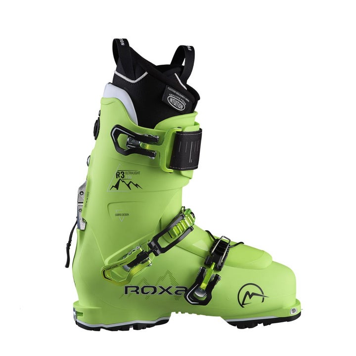 Lime green ski boot