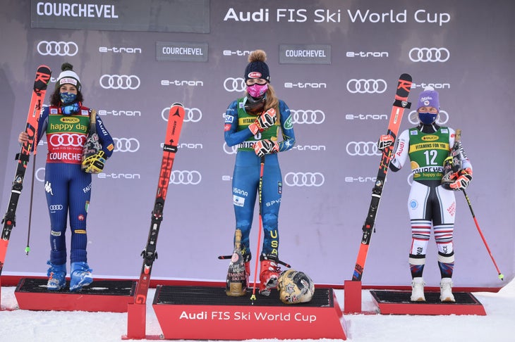 GettyImages-1230122583 Mikaela Shiffrin wins women's World Cup giant slalom in Courchevel, 2020