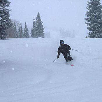 Alta, UT Skier: Will BurksTrying to find a fresh perspective at the A-Frame, a popular natural cliff jump on Alta's back side, Clark stood in the landing zone…