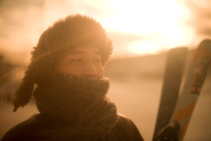 Skiing Mongolia The sun sets on Sky Resort, and the locals get ready for night skiing. Photograph by Ilja Herb